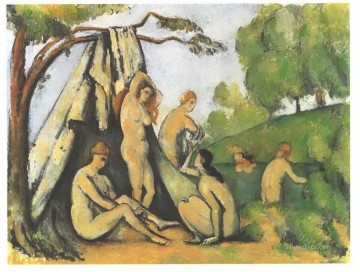 Paul Cezanne Painting - Bañistas delante de una tienda Paul Cezanne